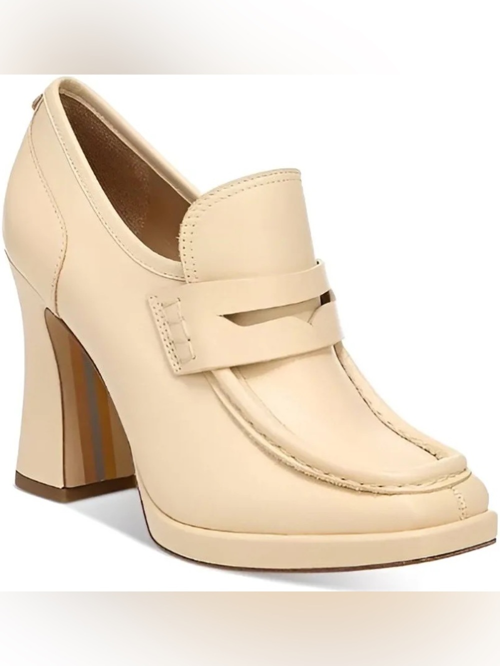 Sam Edelman Jeanette Eggshell Block-Heel Loafer Pumps - Picture 1 of 8